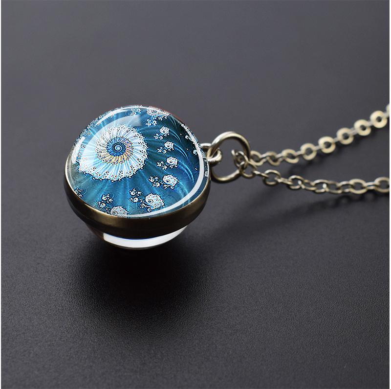 Ювелирные ожерелья с синим морем и морской жизнью, черепаха, дельфин, ракушки, двухсторонний хрустальный стеклянный шар, кулон, ожерелье для женщин и мужчин, подарок