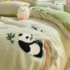 Winter Towel Embroidered Milk Velvet Bed Four-piece Set Cartoon Thickened Warm Bedding Sheets Coral Flannel Quilt Cover