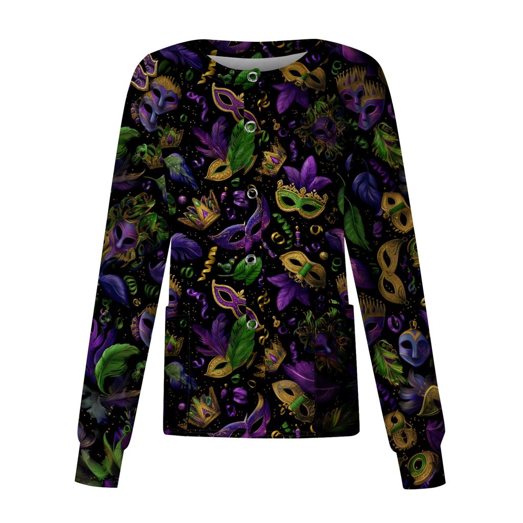 Женский повседневный топ с длинным рукавом, на одной пуговице, с принтом, быстросохнущий