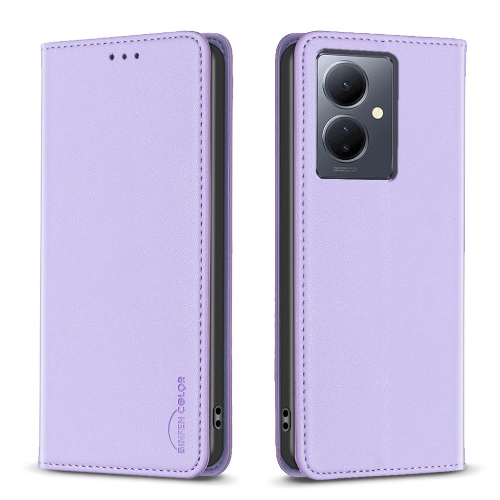 Ультратонкий чехол-кошелек из искусственной кожи с однотонным узором и отделениями для карт для vivo Y78, Y36, Y27 4G, Y35 4G, Y22s, Y21, Y21s, Y33s 4G, Y15, Y12, Y17, Y20...