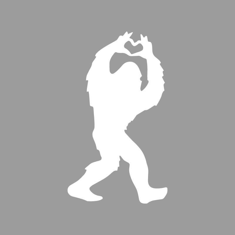 Sasquatch love inspiration heart креативные и забавные наклейки для фанатов мультфильмов и любителей, высокое качество для автомобилей, грузовиков, мотоциклов и ноутбуков