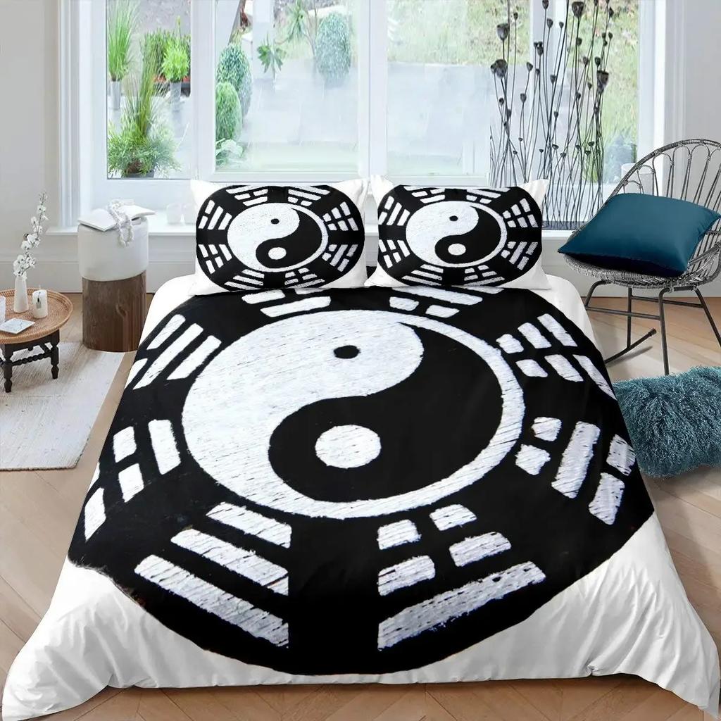 Комплект пододеяльников Инь-Ян в стиле бохо Trippy Art Twin Одеяло Gossip Traditional Ying Yang Theme King Size Полиэстеровое одеяло