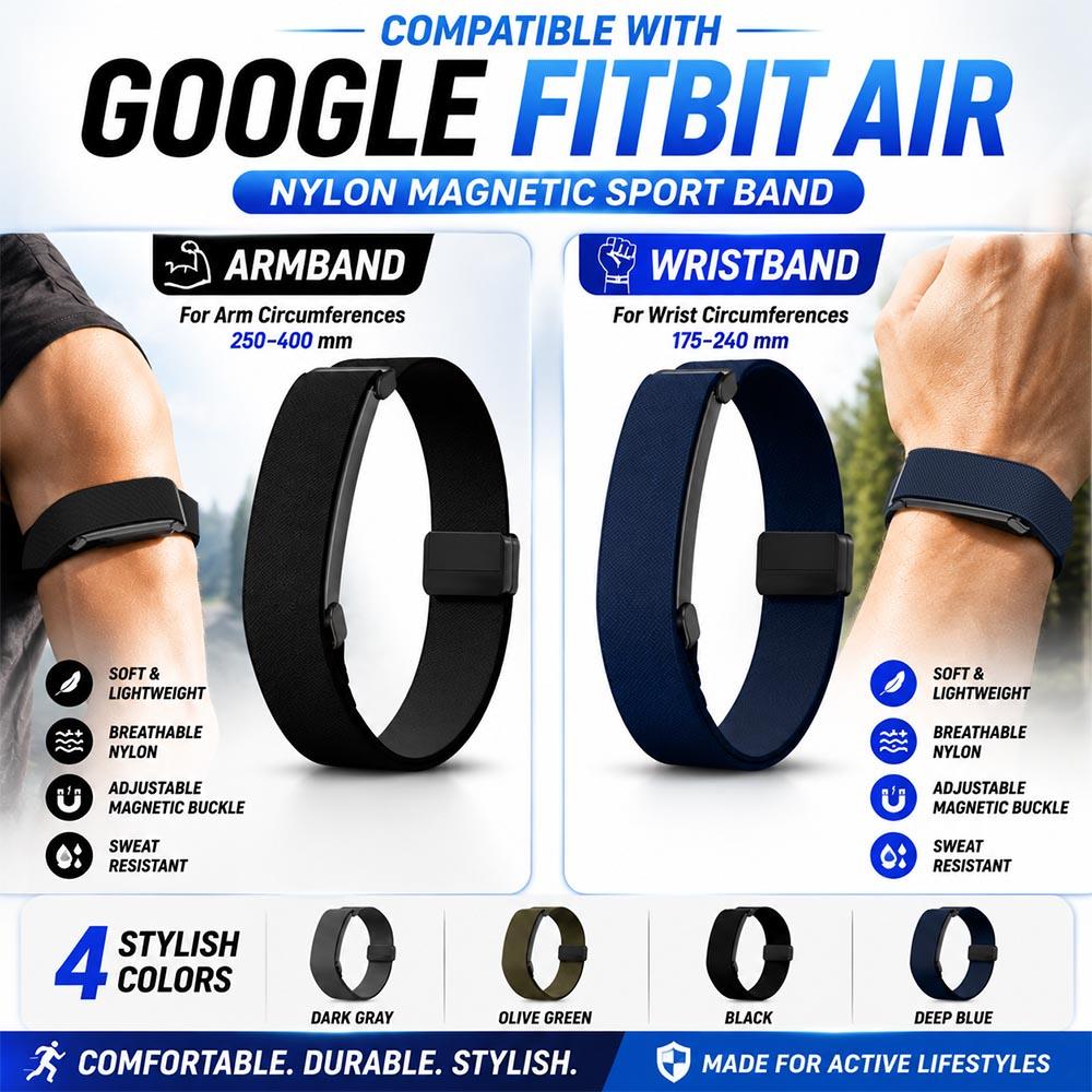 2 шт. Нейлоновый бицепс-браслет/браслет на запястье для Google Fitbit Air Band Фитнес-трекер Сменный ремешок Магнитный для Google Fitbit Air Ремешок