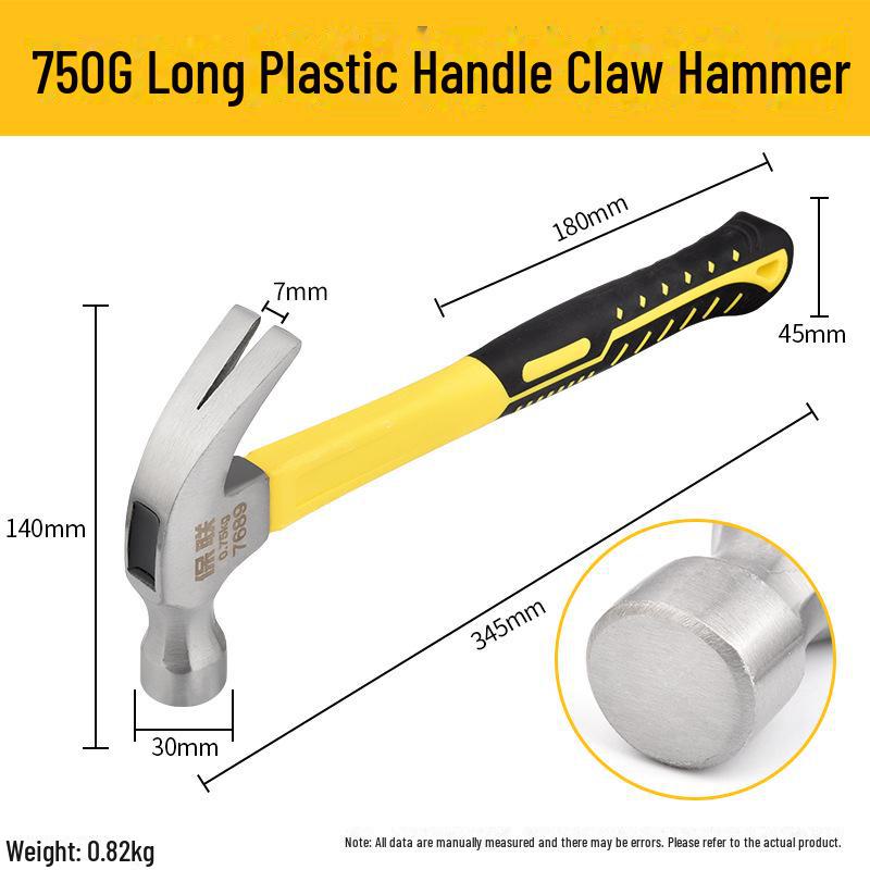 Compact Multifunctional Hammer: Claw, Woodworking, Nailing, Safety & Nail-Pulling Tool