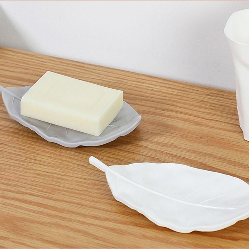 Storage Holder Stand Tray Soap Box Leaf Shape Soap Container Tray  Bathroom Kitchen Sink Organizer