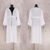 2021 сексуальное длинное белое кружевное кимоно с поясом и поясом, женская одежда больших размеров, пляжная одежда, купальный костюм, накидка Q1355