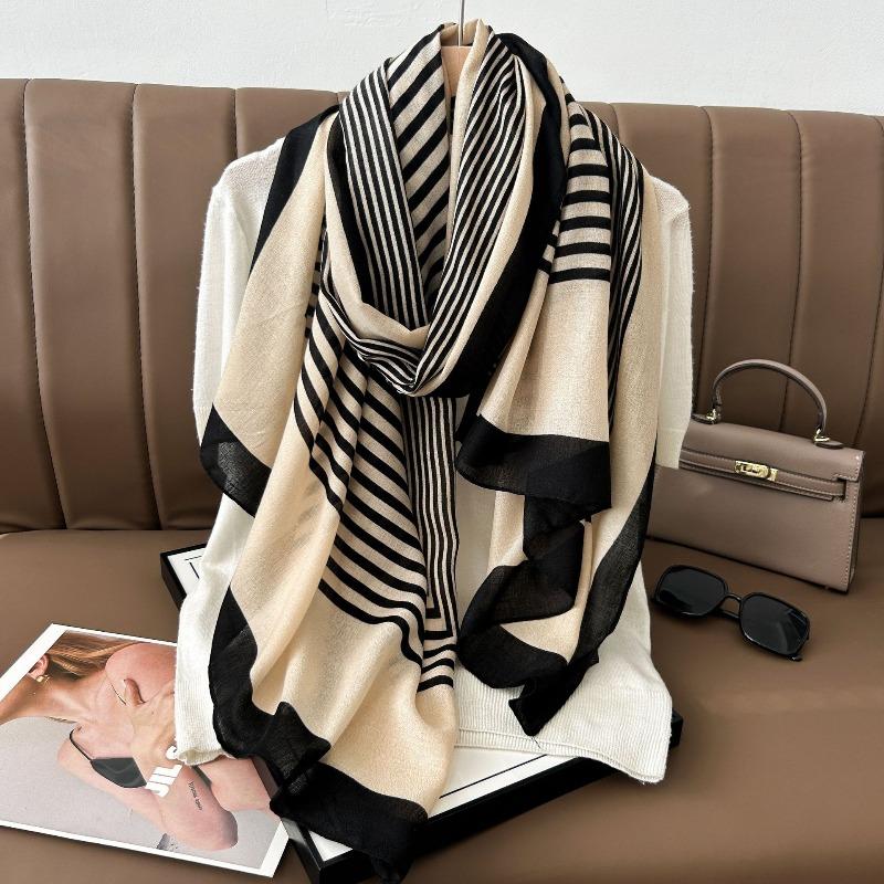 Новый осенне-зимний хлопково-льняной клетчатый шарф женский солнцезащитный платок верхняя пряжа зимний шарф классический универсальный длинный