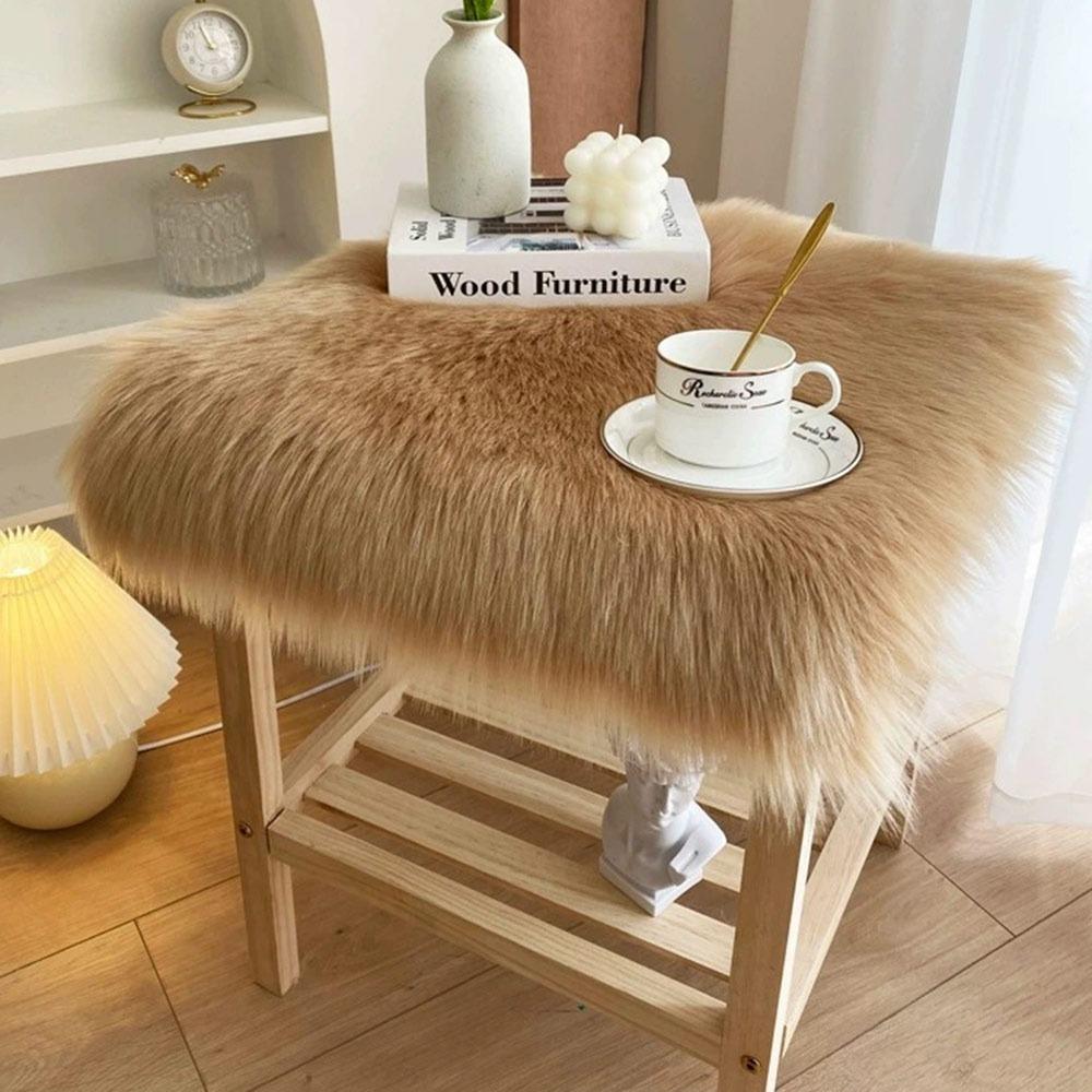 45*45cm Display Dressing Table Mat Fluffy Shaggy Fur Rugs Sofa Pillow Cushion Seat Cushion Pad