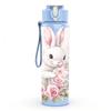 1PC White Rabbit Pink Flower Portrait 750ml Color Plastic Sports Water Bottle Leakproof Flip Straw Lid Suitable for Sports Office Home Use