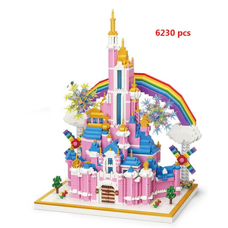 Городская архитектура, розовый замок, дом на дереве, строительные блоки, мини-кирпич, Тадж-Махал, Великая стена, креативная модель, строительные игрушки