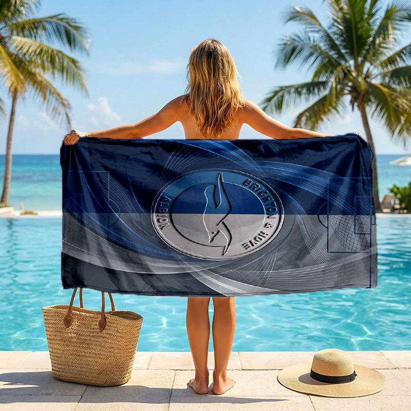 Пляжное полотенце Brighton & Hove Albion Football Мягкое из микрофибры Летнее полотенце Быстросохнущее Впитывающее полотенце для пляжа Бассейна Путешествий