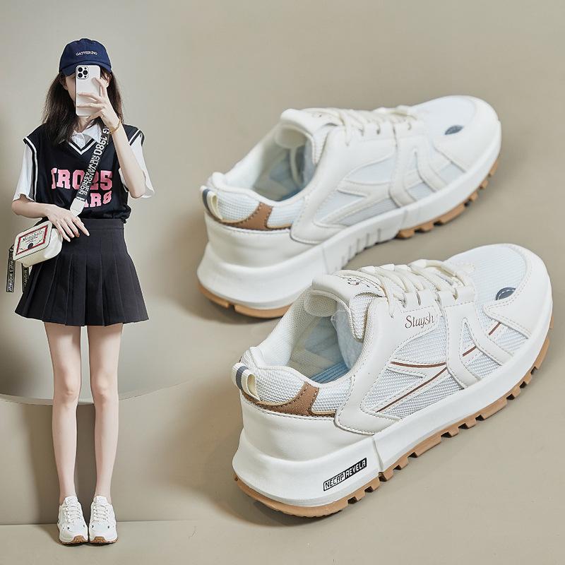 Ins корейская версия кроссовок Форрест Гамп для женской осени 2025 года дышащие новые студенческие беговые спортивные и повседневные белые кроссовки A099-2