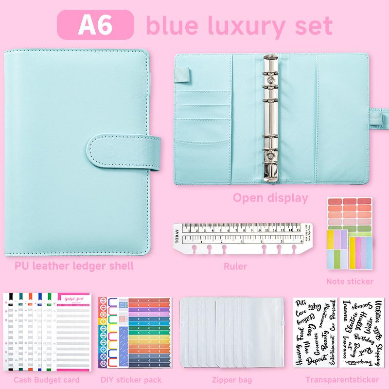 Customizable Printing Logo A6 Leather Loose-Leaf Notebook Cash Budget Planner Creative Planner Binder Gift