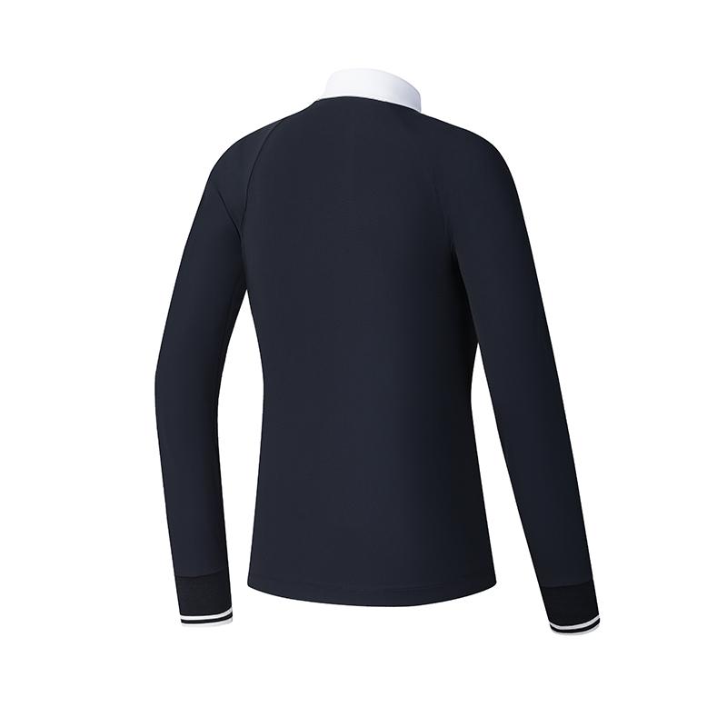 Fila Приталенная универсальная вязаная футболка-поло с длинным рукавом в морском стиле Женская одежда Цвет приливной волны A11W515209F-DB