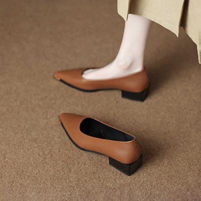 73598-5 Модные французские туфли-лодочки с острым носком женские 2025 новая коллекция весна-осень универсальные 3 см небольшой каблук осенние туфли