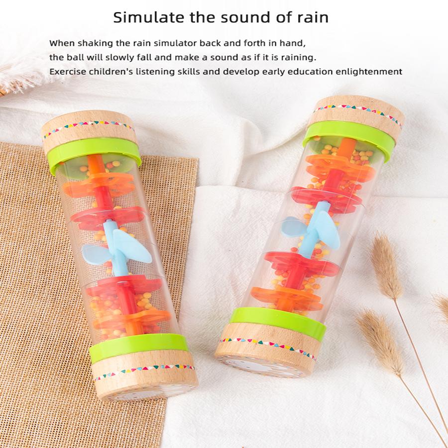 Montessori Baby Rain Stick Rainbow Hourglass Rain Music Rattle Baby Educational Toy Rainmaker Montessori Sensory Toys for Kids