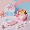 Cute Bento Lunch Box School Heater Portable Plastic Lunch Container For Kids Girls Bread Sandwich Food Warmer Compartments