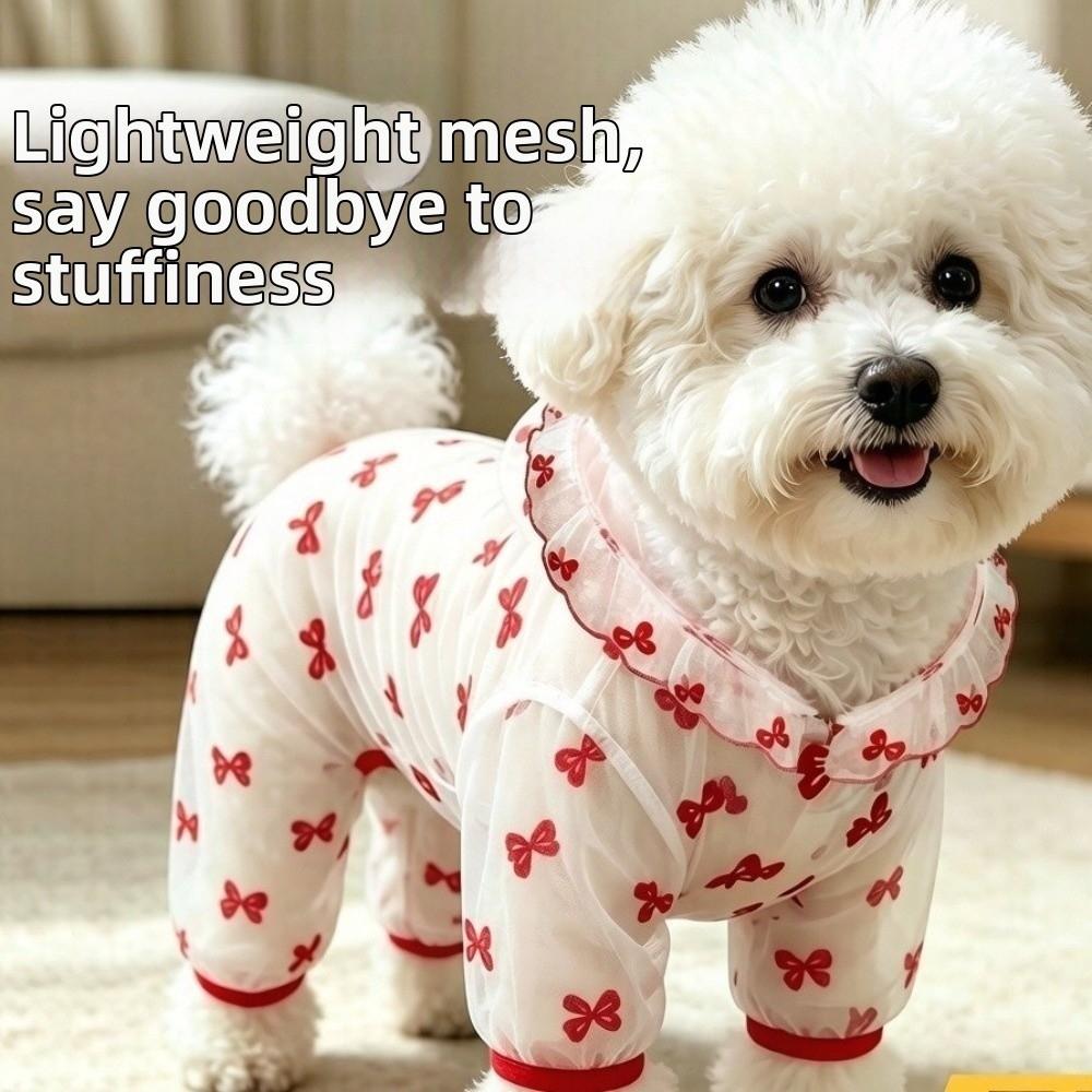 Thin Breathable Dog Sunscreen Clothes Butterfly Pattern Dog Cooling Jumpsuit Summer Season