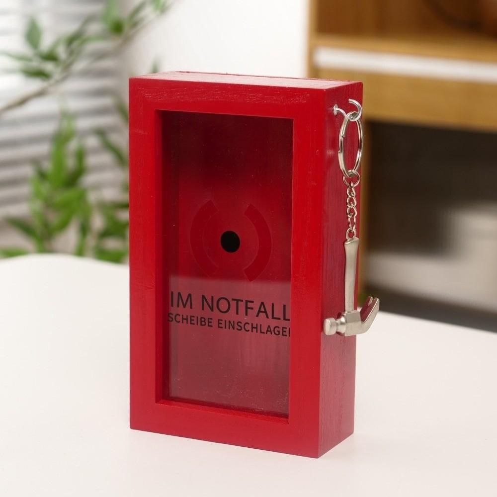 Break In Case Emergency Gift Box Red Wooden Material Gift Packaging Case with Hammer Gag Gift Organizer for Birthday Holiday