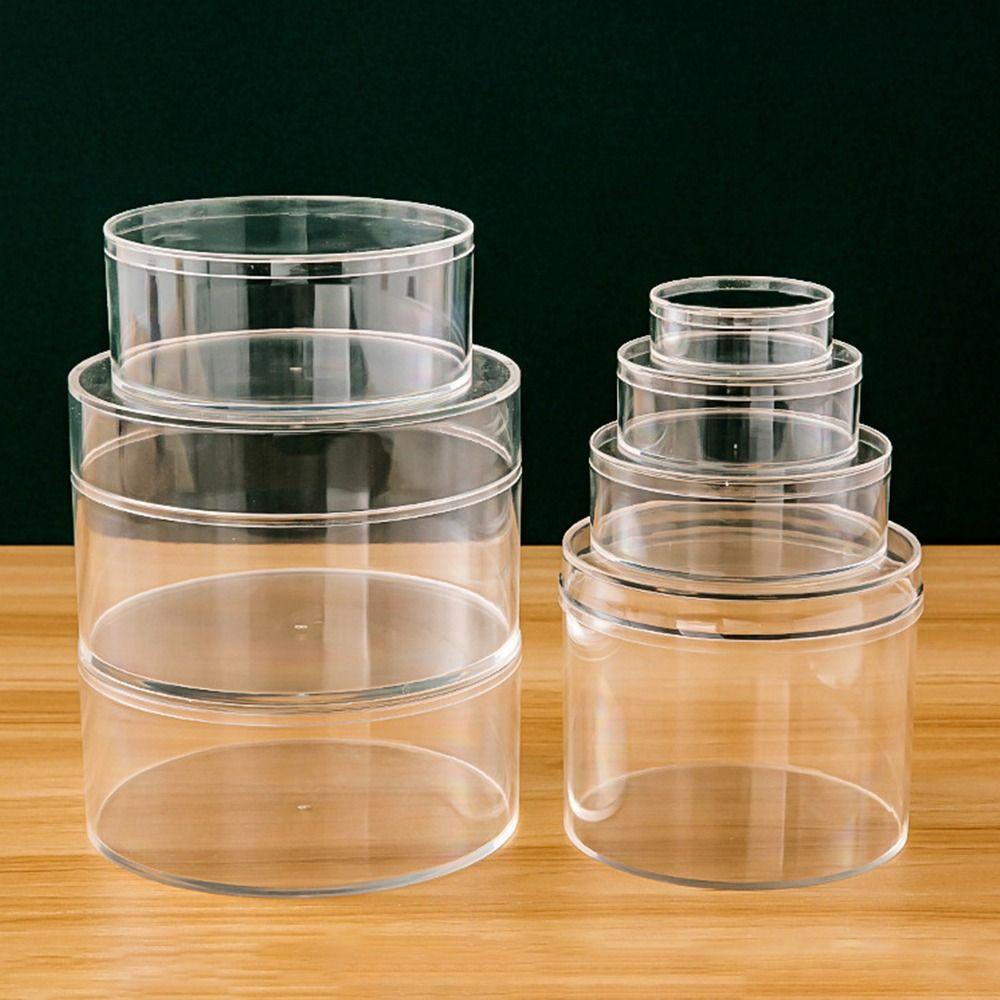 Round Storage Box Transparent Jewelry Box Practical Collection Containers Jewelry Nail Art Biscuit