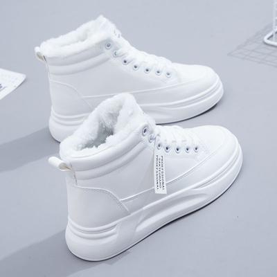 Зимняя женская обувь, теплая плюшевая женская повседневная обувь на меху, модные кроссовки на шнуровке, зимние ботинки на платформе, большие размеры
