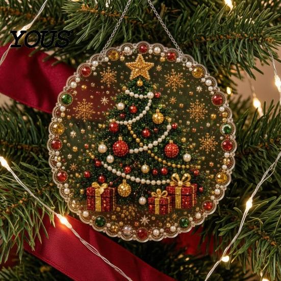 Набор для алмазной вышивки Рождественский ornament, Набор для подвешивания с искусственным жемчугом, DIY 3D бусины, Ручная работа, Праздничный декор для дома, Арт-ремесло, Акриловая панель с драгоценными камнями для окна,