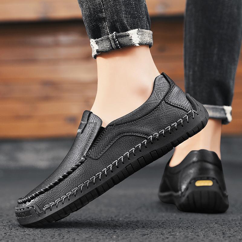Модные мужские лоферы из натуральной кожи, нескользящие, для ходьбы, дышащие, уличные, слипоны, повседневная обувь для мужчин, для работы, офиса, вождения, кроссовки
