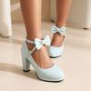 Round Head Spring and Autumn High Heels Girl Princess Small Leather Shoes White Girl Thick Heel Single Shoes Mary Jane Women's Single Shoes