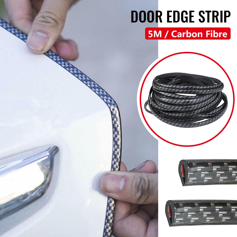 5M Carbon Fibre Car Door Anti Collision Strip Bumper Trim Edge Scratch Protector Strip Sealing Guard Styling Car Decor Sticker Interior Mirrors 6