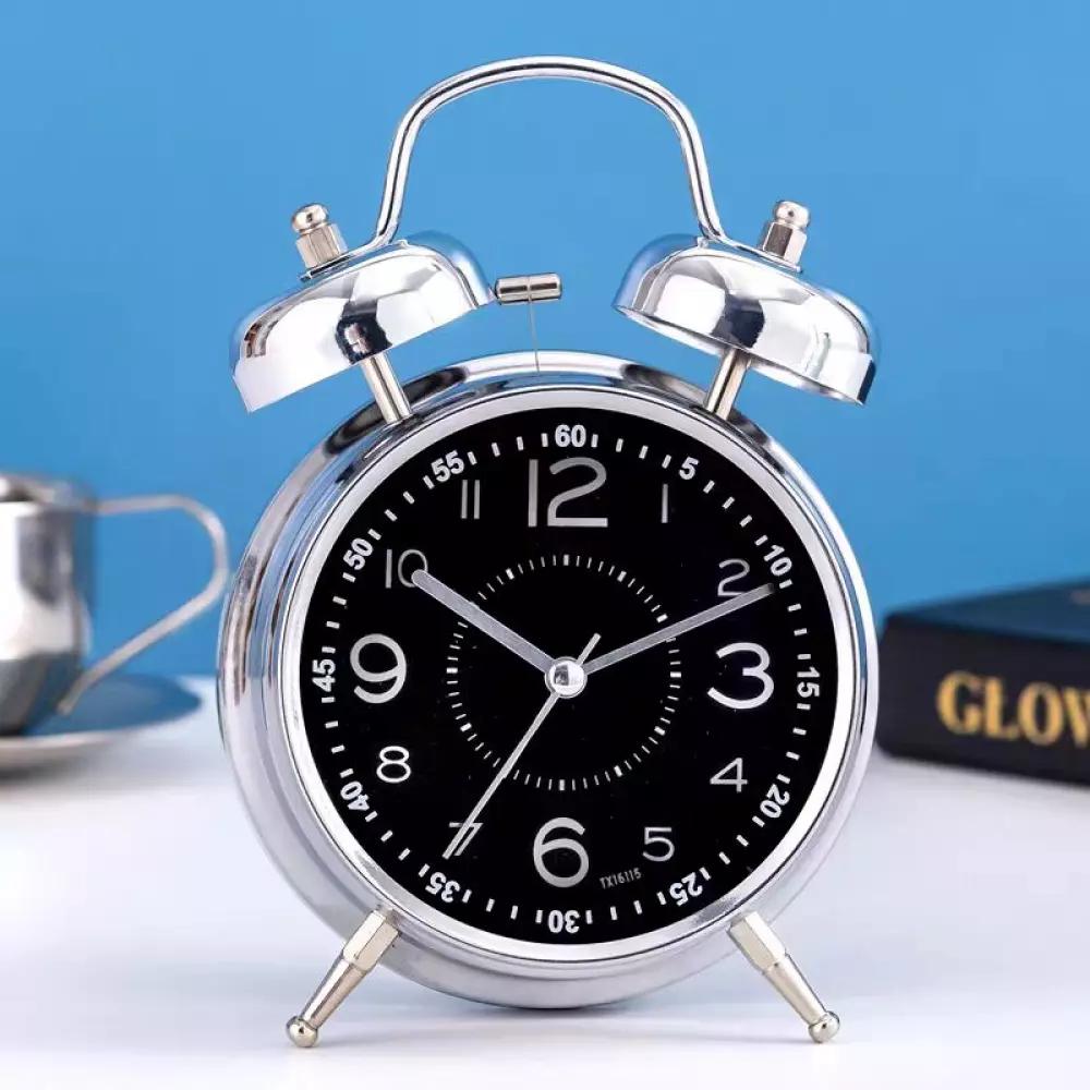 Супер громкий будильник, металлический двойной звонок, будильник с ночником, ретро-прикроватные часы, бесшумные настольные часы для дома, спальни