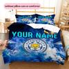 Custom Name,Leicester City FC Pattern Bedding Home Decoration Birthday Gift ( 1 duvet cover + 2 pillowcase, without core),fan merchandise.