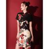 Youthful Black Qipao - Summer 2025 Edition: Trendy Chinese-Style Short Dress