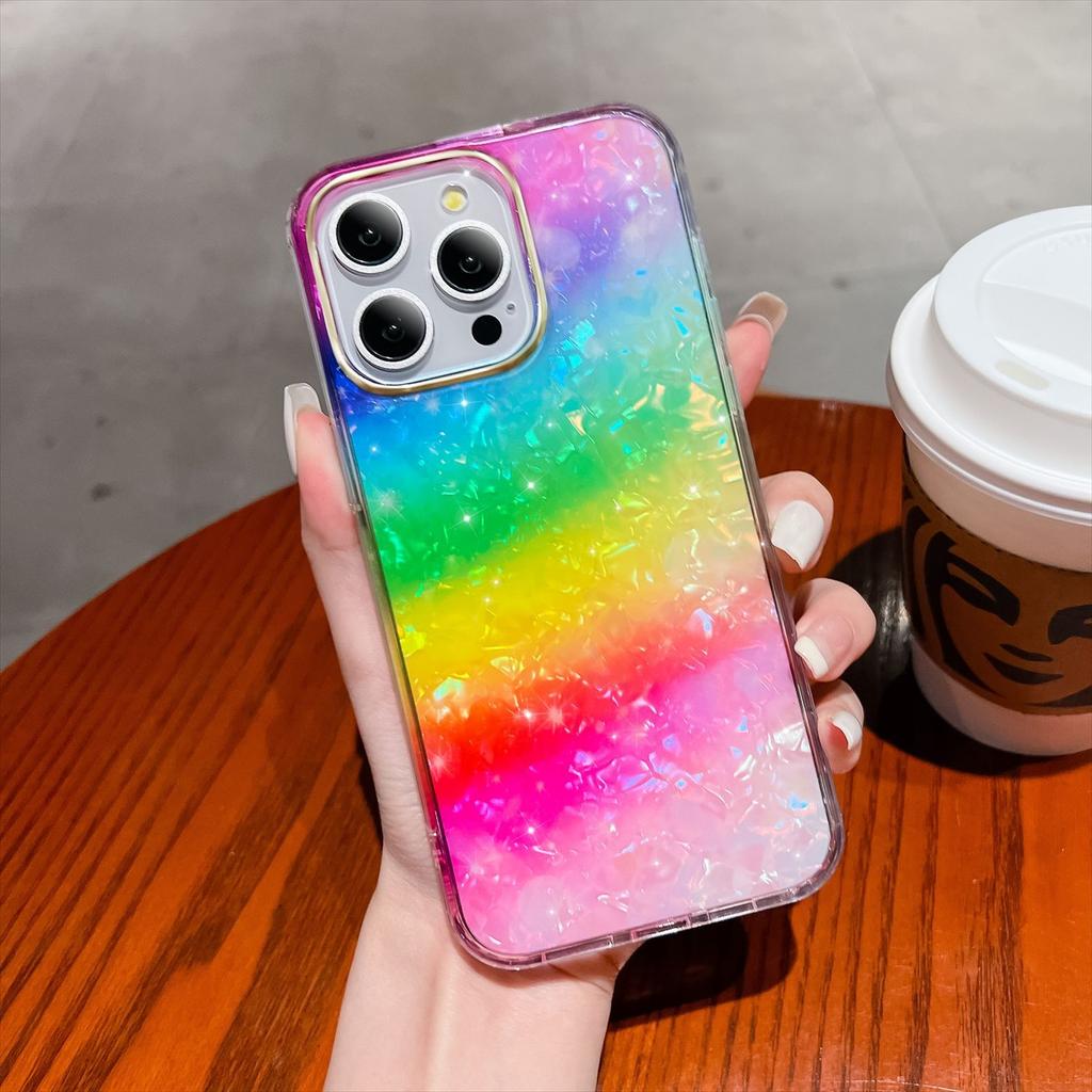 The IPhone16 Electroplated Shell Pattern Is Suitable for The IPhone 15 Phone Case and The Rainbow IPhone14 Pro Max Protective Case