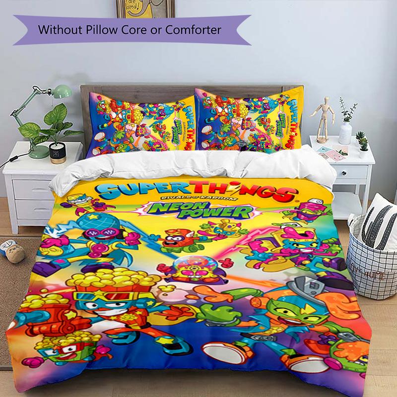 3pcs Superthings pattern bedding set duvet cover set includes duvet cover &pillowcases, perfect all season bedroom decoration & gift