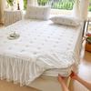 Winter Quilted Thick Fitted Bed Skirt Solid Color Fitted Sheet Ruffles Drop Soft Couple Double Mattress Cover Linens Bedspread