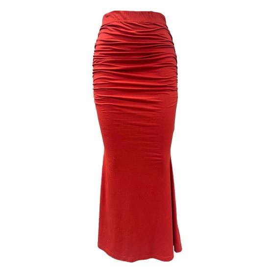 Юбка «рыбий хвост» с высокой талией, присборенная, женская юбка, однотонный дизайн, эффект похудения, длинная юбка, для работы, уличная одежда