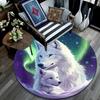 White Wolves Round Area Rug,Carpet Rug for Living Room Bedroom Sofa Playroom Decor,Non-slip Floor Mat