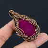 Lab-Created Ruby Gemstone Copper Wire Wrap Handmade Pendant Jewelry Gift For Love