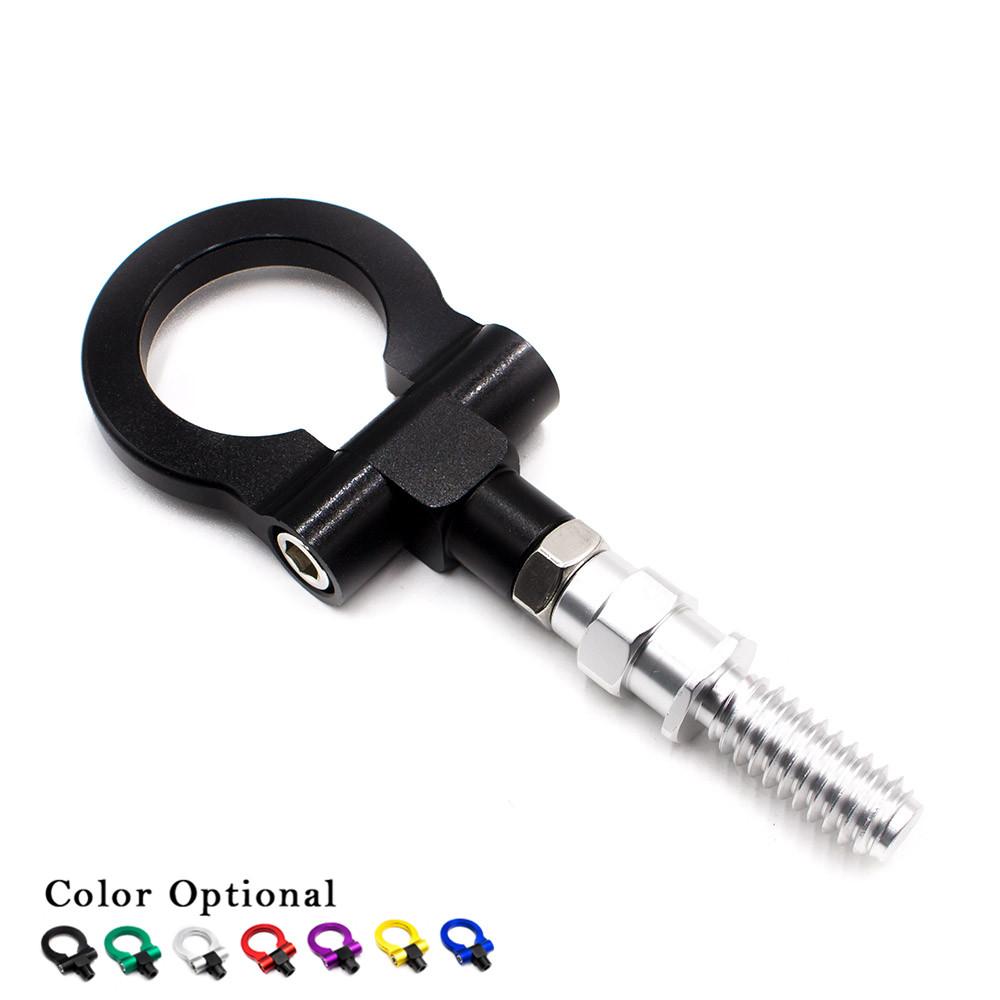 Car Style Racing Tow Trailer Hooks for European Front and Rear Towing Bars, Billet Aluminum - Black, Red, Gold, Green, Blue