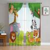 Animal Cartoon In The Jungle Tulle Sheer Curtains for Living Room the Room Bedroom Kitchen Decoration Voile Organza Curtains