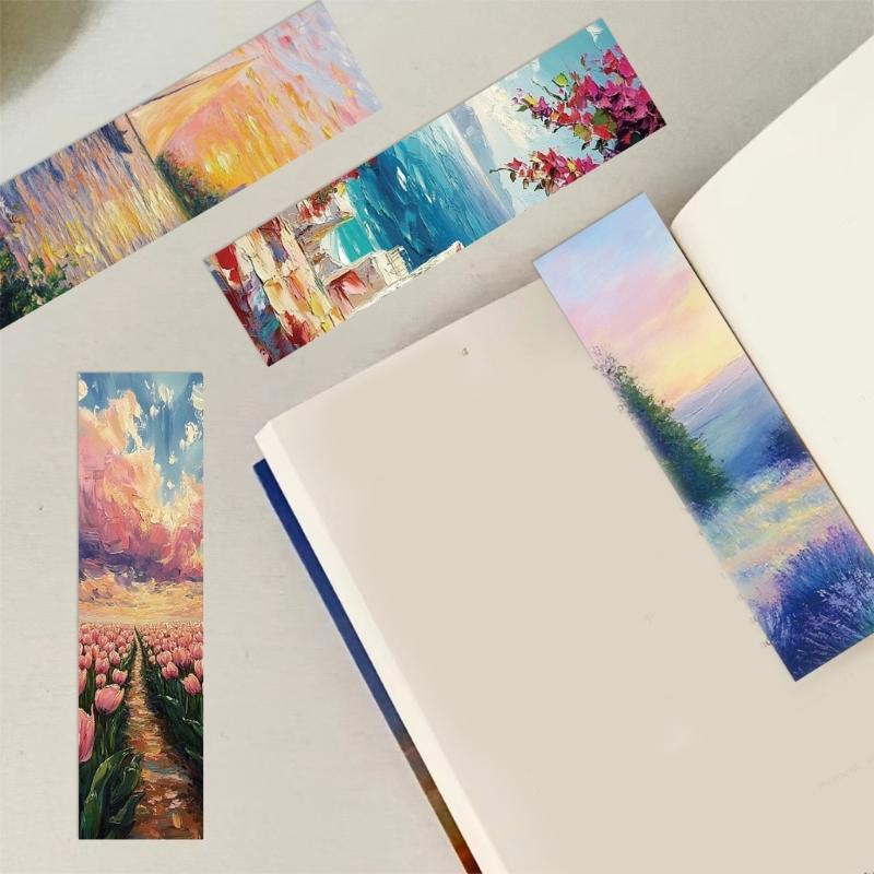 Set of 30 Landscape Pattern Bookmarks Book Page Divider Paper Book Page Divider Reading Book Mark for Student Kid