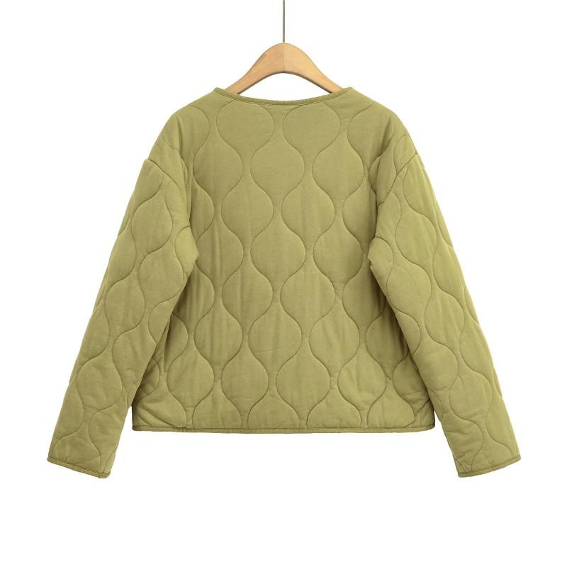 Womens Oversized Relaxed Fit Quilted Cotton Puffer Jacket Long Sleeve Round Neck Casual Coat Fall Winter