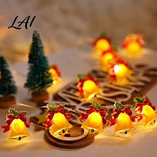 Warm Glow Party Decorations 78"/196" Christmas Bell String Light 20/50 LEDs Plastic Fairy Light with Indoor Hanging Lamps White Glow Battery