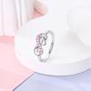 Original Women Silver Rings Sparking Pink Heart Zirconium Ring for Women Girls Engagement Jewelry Anniversary Gift
