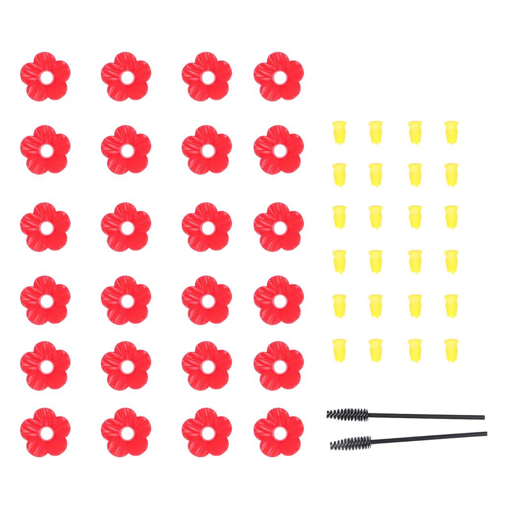 24pcs Hummingbird Feeders Replacement Flowers with Cleaning Brush for Outdoor Hanging Bird Feeder