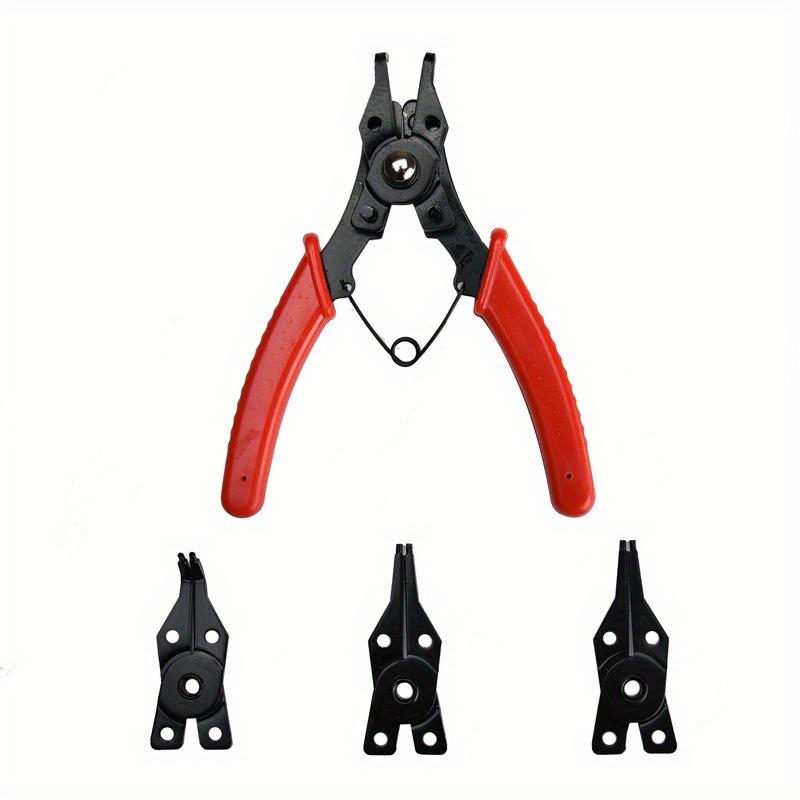 Durable Circlip Pliers Set with 4 Interchangeable Heads and Ergonomic Grip for Automotive and Mechanical Tasks