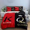 3 шт. Комплект постельного белья King Queen Красный Черный Серый Золотой Корона Пододеяльник + 2 Наволочки Комплект постельного белья для Домашнего декора Двуспальная кровать Постельное белье