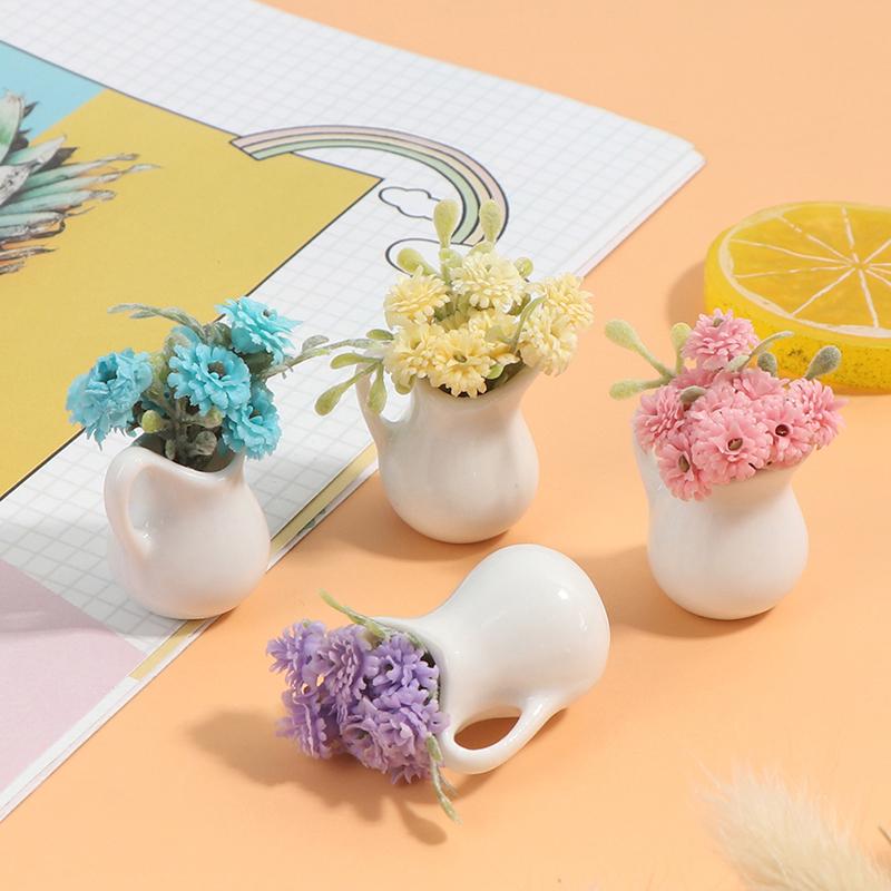 1:12 кукольных миниатюрных цветов, украшение для сада фей, горшечные растения, цветы в горшках