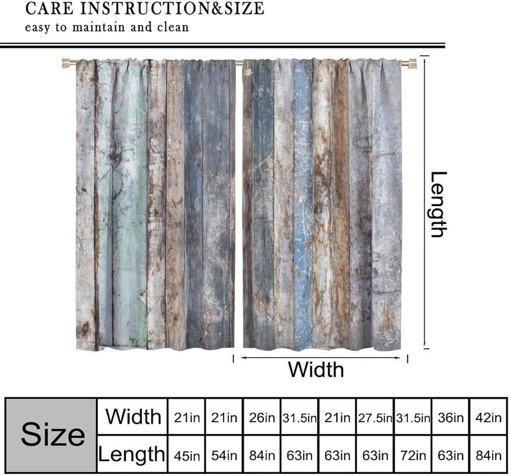 Шторы Блэкаут с рисунком деревянных досок Рустикальные Винтажные Деревянные Доски Фермерский Принт Карман для Штанги Оконные Занавески для Спальни Гостиной