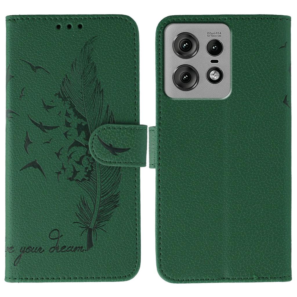 Для Motorola Edge 50 Pro 5G Чехол с тиснением пера Кожаный кошелек Чехол для телефона